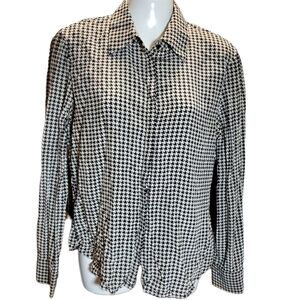 BROOKS 346 100% silk checkered blouse 10